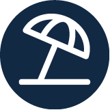 Beach Umbrella Icon in Navy